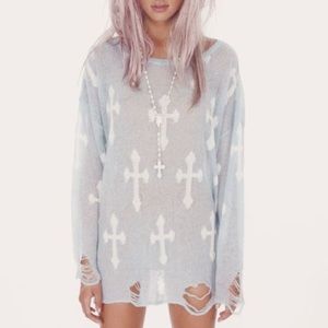 Wildfox Gothic Cowgirl Lennon Sweater in hazy blue